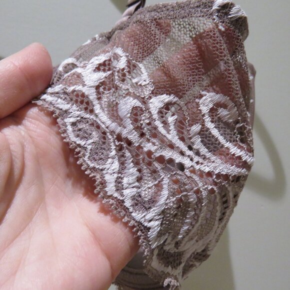 NATORI Feathers Plunge Lace T Shirt Bra in Grape Lilac Purple Mesh - Size 36DD - Picture 10 of 11